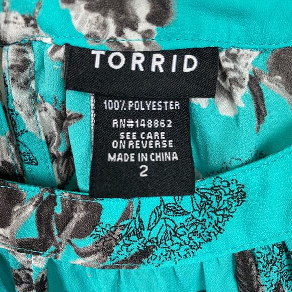 Torrid Teal Green Floral Cami Tank Sz.2 - Picture 6 of 11